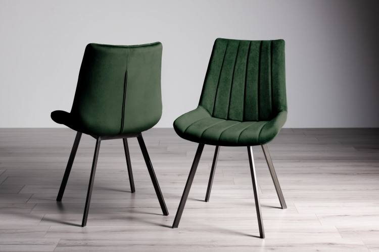 Bentley Designs Fontana Green Velvet Fabric Chairs on Display 