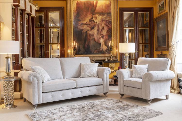 The Alstons Palazzo 3 Seater Standard Back Sofa in Latte Murano Plain