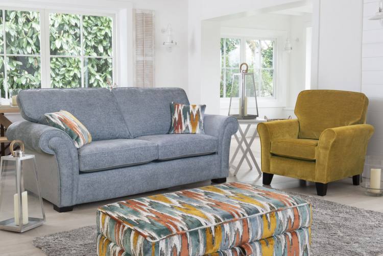 Sofabed in 3537 fabric shown with accent chair & ottoman 