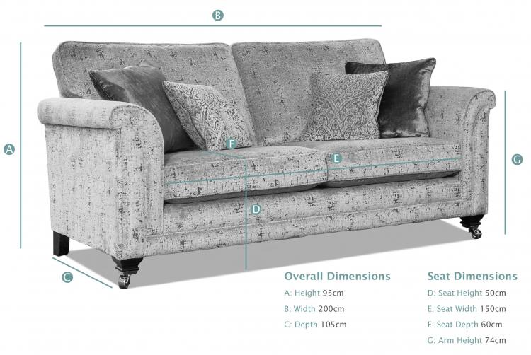 Alstons Fleming 3 Seater Sofa dimensions