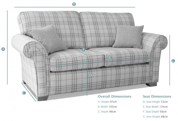 Alstons Lancaster 2 Seater Sofa Bed dimensions (closed)