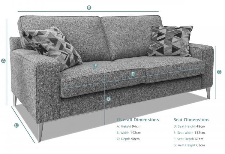 Alstons Fairmont 3 Seater Sofa Dimensions