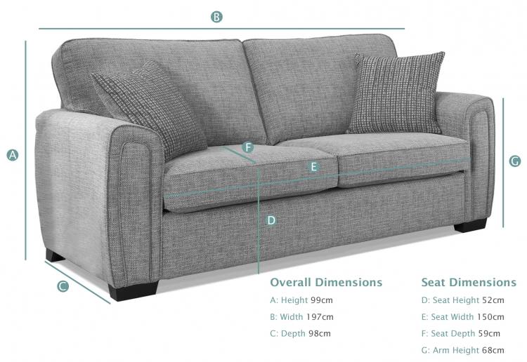 Alstons Memphis 3 Seater Standard Back Sofa dimensions