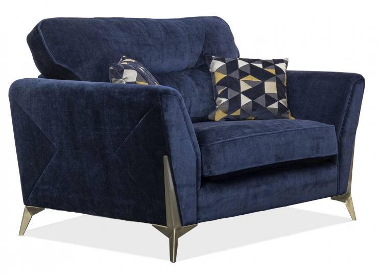 Pictured in fabric 1592, small scatter cushions in 1072, brushed gold legs.