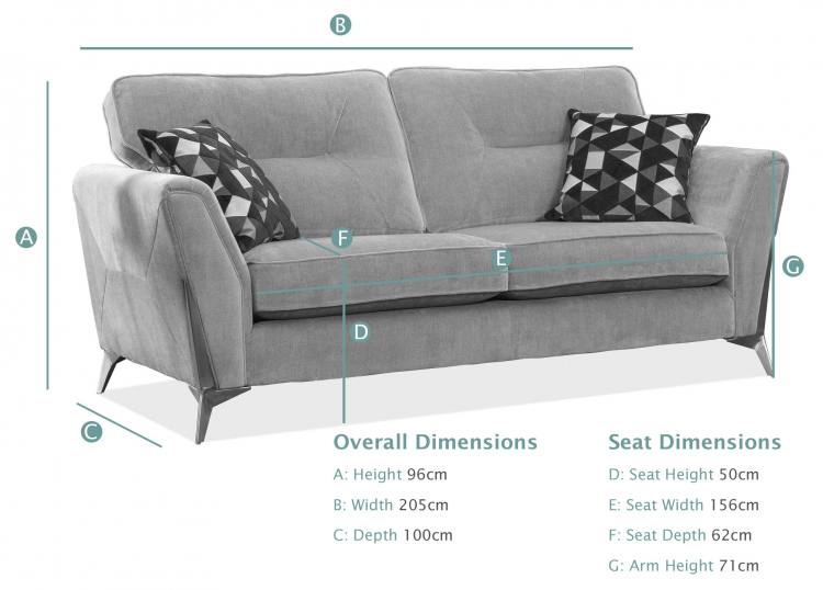 Alstons Artemis 3 Seater Sofa Dimensions
