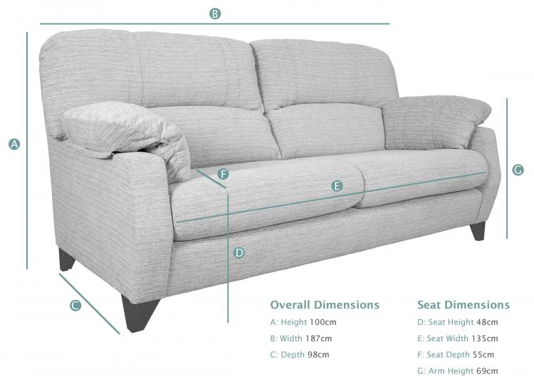 Buoyant Austin 3 Seater Sofa dimensions