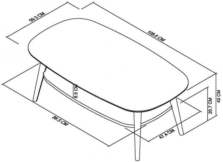 Bentley Designs Dansk Scandi Coffee Table with Shelf Measurements