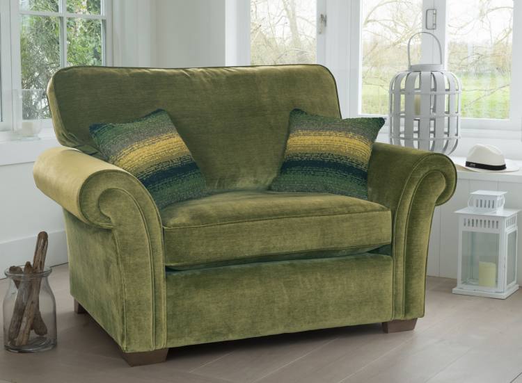 Lancaster snuggler chair in 3819 fabric, scatters in 3040