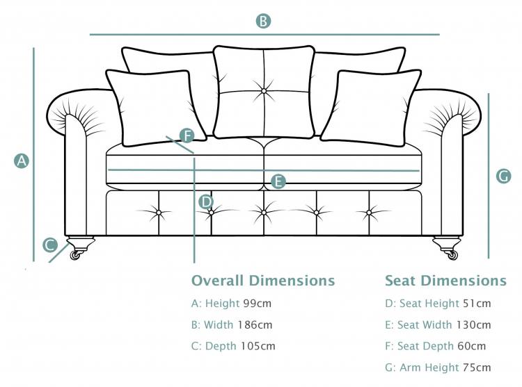 Alstons Palazzo 2 Seater Pillow Back Sofa Dimensions
