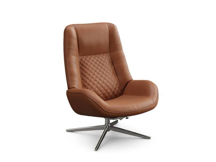 Bordeaux chair in Cognac Balder leather with Bossa 46 swivel base