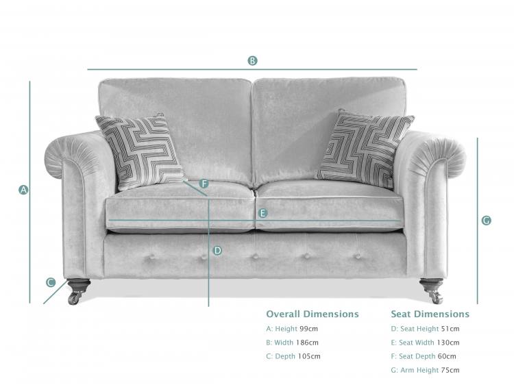 Alstons Palazzo 2 Seater Standard Back Sofa Dimensions