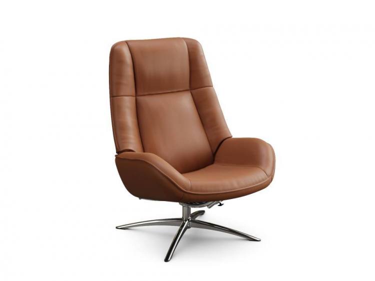 Roma chair shown in Balder Cognac leather with Sub - 27 chrome base