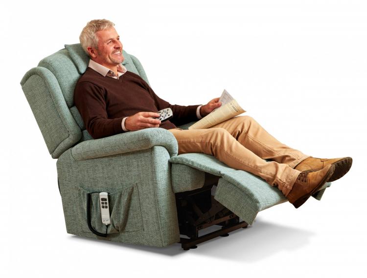 Recliner in Como Aqua with optional matching head cushion (sold seperately) 