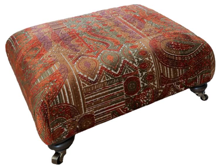 Alstons Darwin square stool in fabric 5001