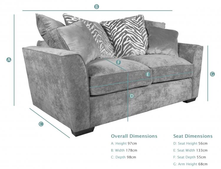 Buoyant Fantasia 2 Seater Pillow Back Sofa dimensions