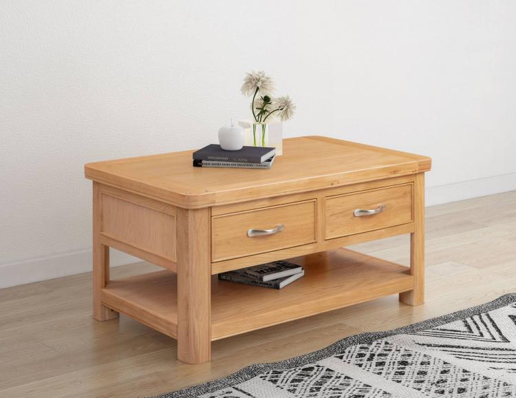 Bakewell Oak Coffee Table with 2 Drawers