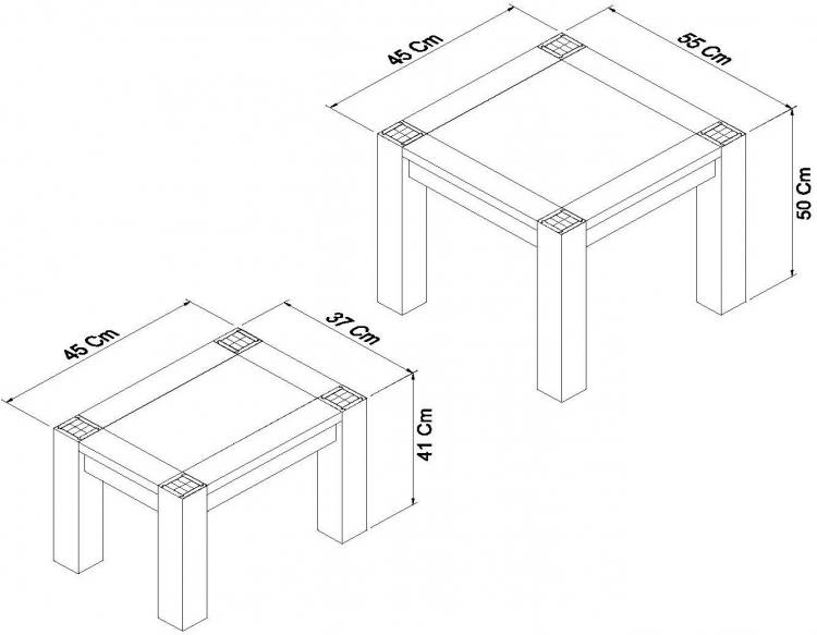 Measurements for the Bentley Designs Turin Dark Oak Nest Of Lamp Tables