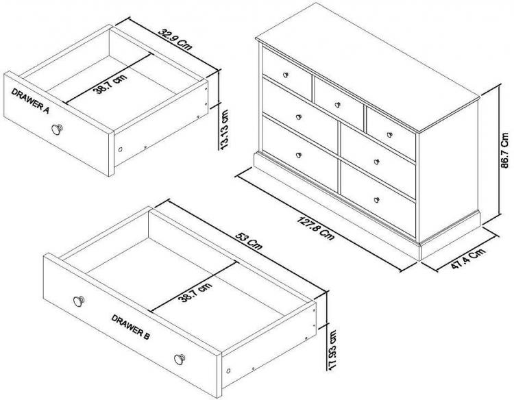 Bentley Designs - Ashby White 3+4 Drawer Chest