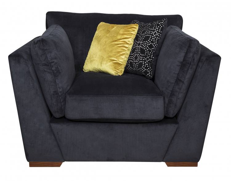 Pictured in Casper Black, scatter cushions in Nector Black and Festival Mustard, with Antique feet