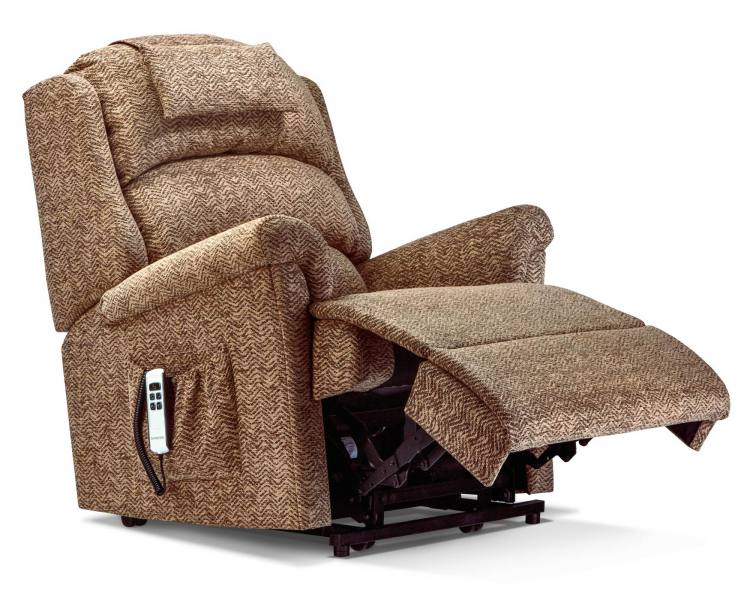 Dual motor chair shown in Ashby Cocoa with optional head cushion (sold seperately) 