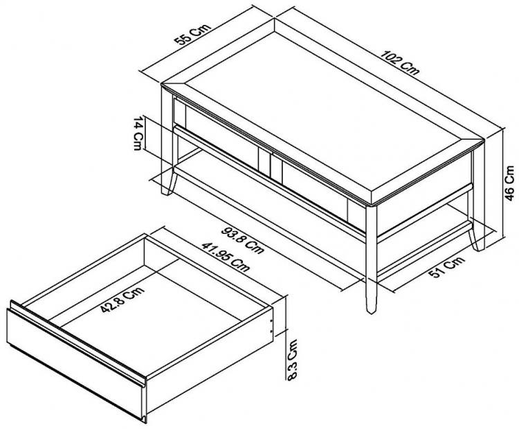 Bentley Designs - Bergen Oak Coffee Table with Drawer 8101-05