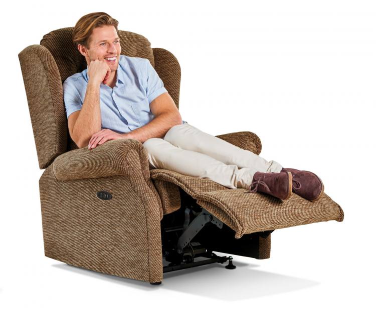 Power recliner pictured in Bergamo Cocoa