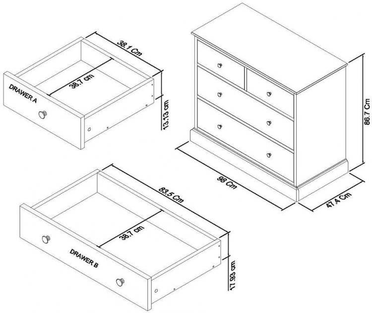 Bentley Designs - Ashby White 2+2 Drawer Chest