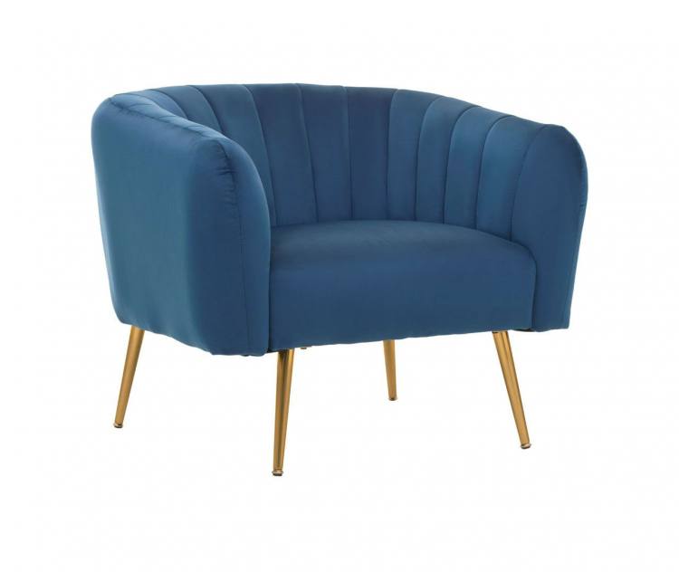 Volos Blue Velvet Accent Chair