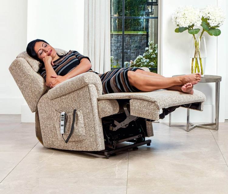 Chair shown in reclined position 