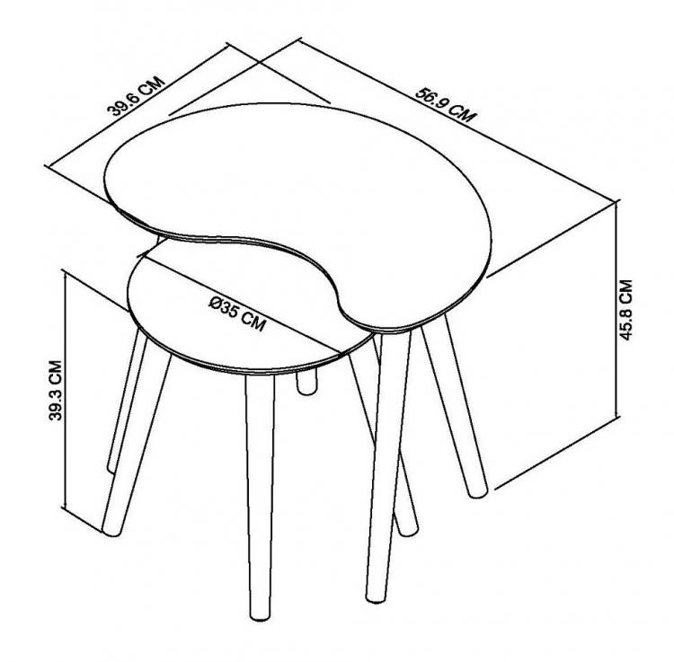 Bentley Designs Dansk Scandi Oak Nest of Lamp Tables Measurements 