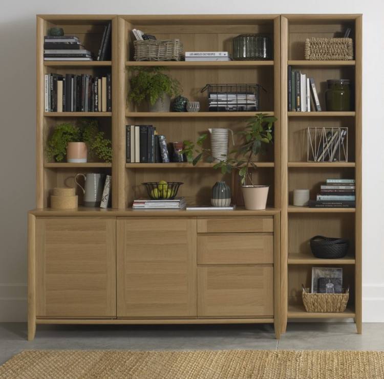 Sideboard with Narrow & Wide Top units + Narrow Bookcase 