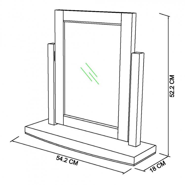 Measurements for the Bentley Designs Hampstead Soft Grey & Pale Oak Vanity Mirror