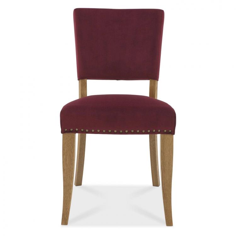 Bentley Designs Rustic Oak Upholstered Chair - Crimson Velvet Fabric