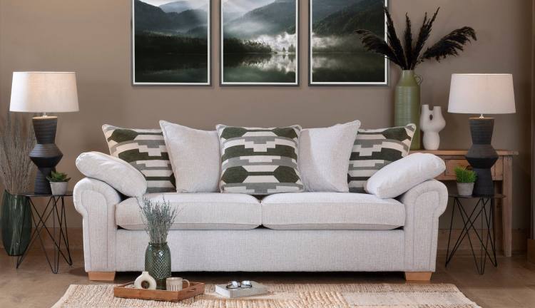 The Alstons Alpine pillow back grand sofa shown in fabric 3968