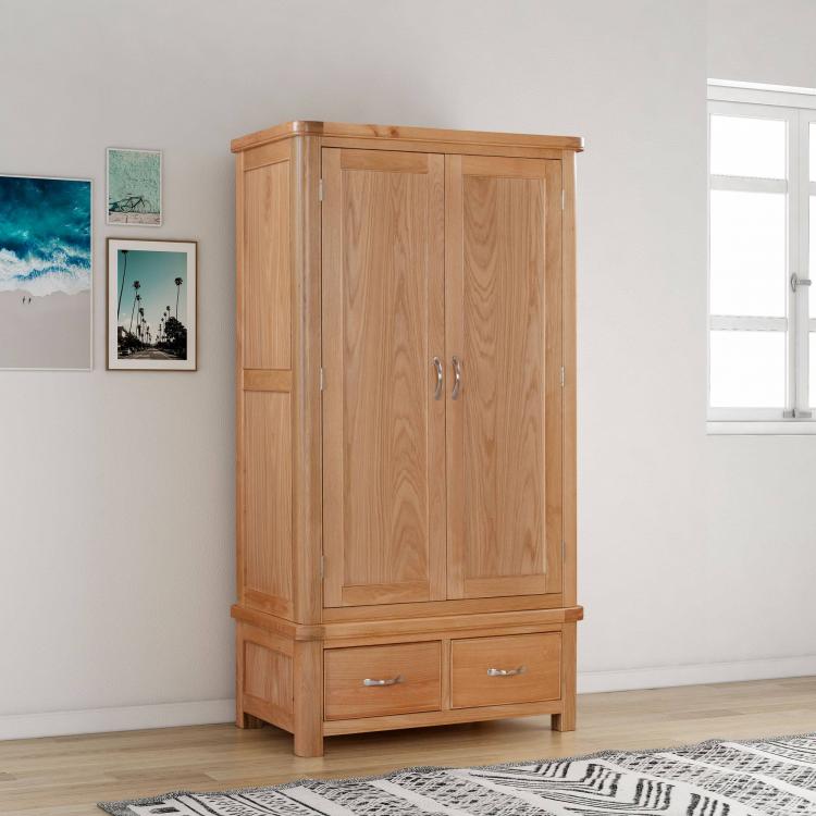 Bakewell Oak Double Wardrobe with Drawers