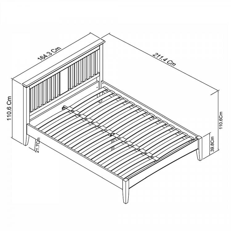 Measurements for the Bentley Designs Hampstead Soft Grey & Pale Oak Slatted Bedstead in King