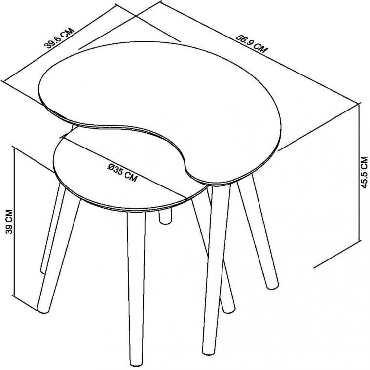 Bentley Designs Vintage Weathered Oak Nest of Lamp Tables Measurements 