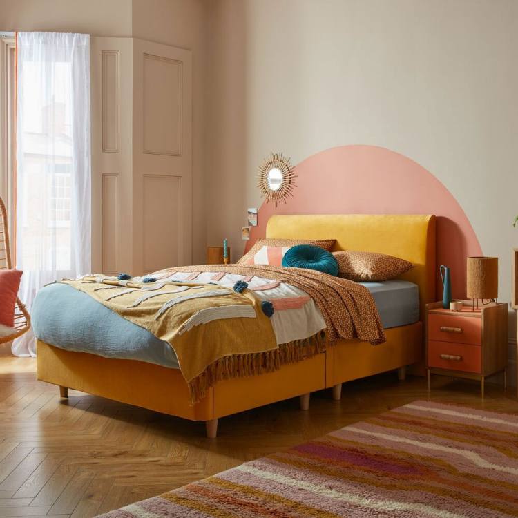 The Slimline Base option gives the bed a more contemporary look (pictured in Ochre)