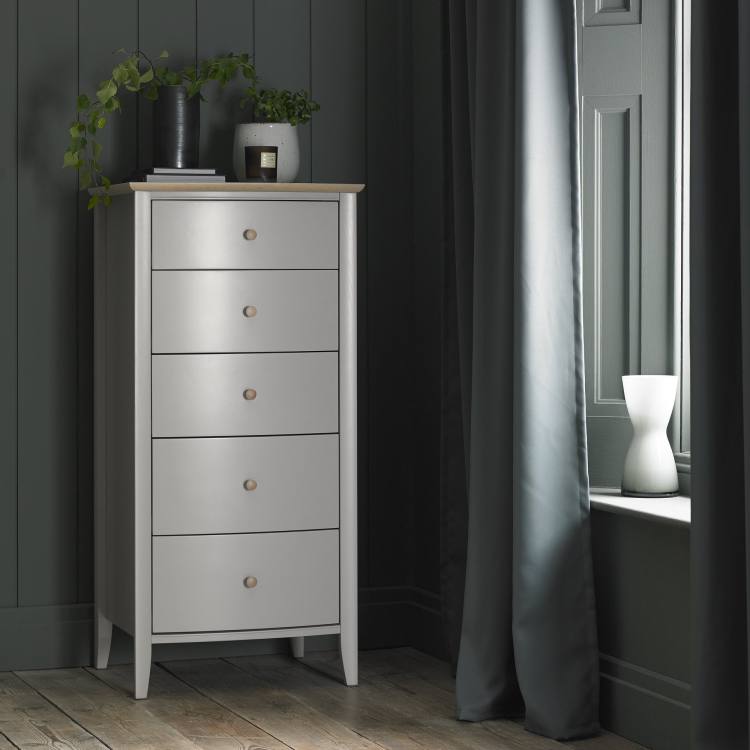 Whitby Scandi Oak & Warm Grey 5 Drawer on Display