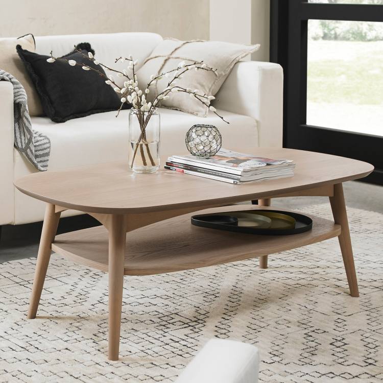 Bentley Designs Dansk Scandi Oak Coffee Table with Shelf on Display 