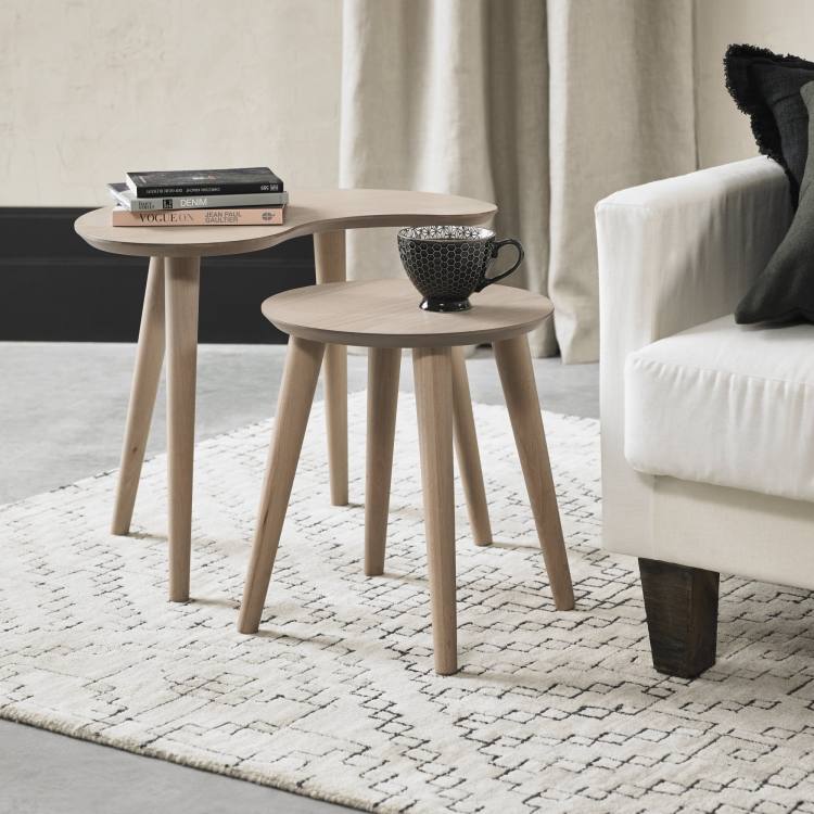 Bentley Designs Dansk Scandi Oak Nest of Lamp Tables on Display 