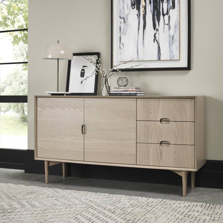 Bentley Designs Dansk Scandi Oak Wide Sideboard on Display