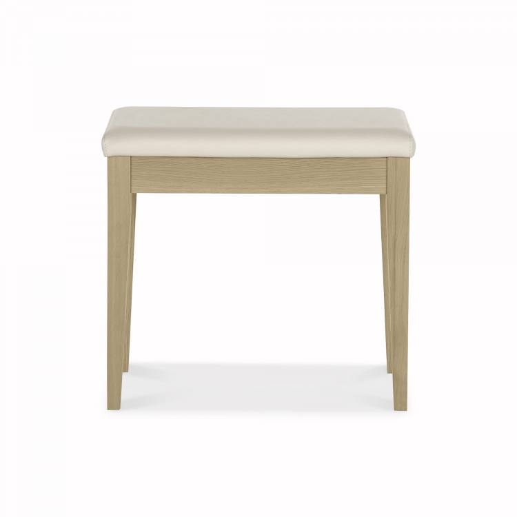 Bentley Designs Rimini Aged Oak & Weathered Oak Stool in Ivory Bonded Leather 