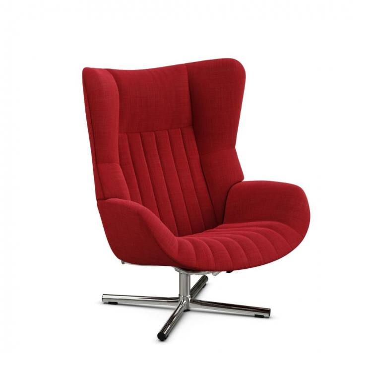 Kebe Firana swivel chair in fabric Lido Signal Red with Tube 05 style chrome base