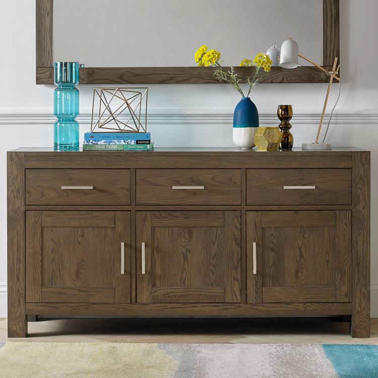 The Bentley Designs Turin Dark Oak Wide Sideboard on Display