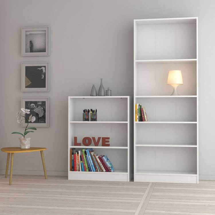 Basic Low Wide Bookcase (2 Shelves) in White on Display
