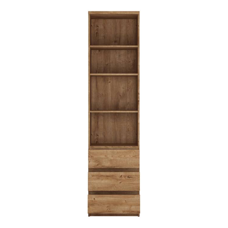 Fribo Tall Narrow 3 Drawer Bookcase Golden Ribbeck Oak