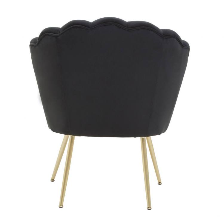 Suvi Black Velvet Scalloped Accent Chair