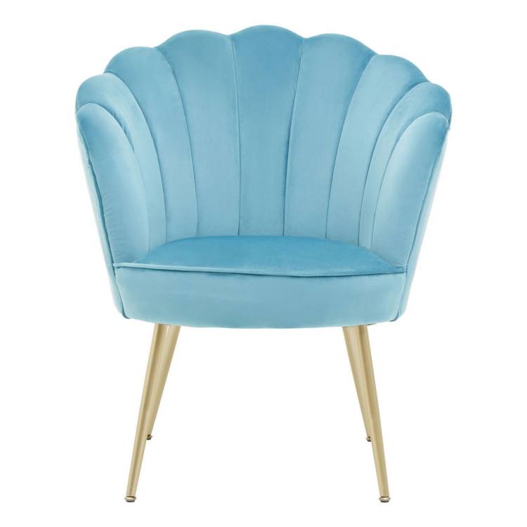 Suvi Baby Blue Velvet Scalloped Accent Chair