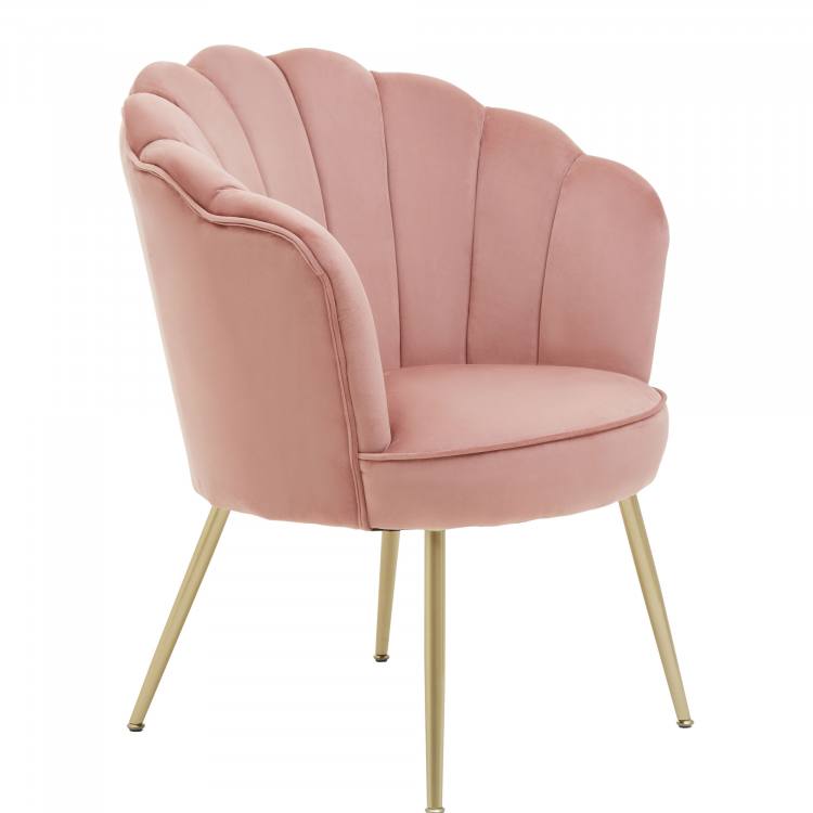 Suvi Pink Velvet Scalloped Accent Chair